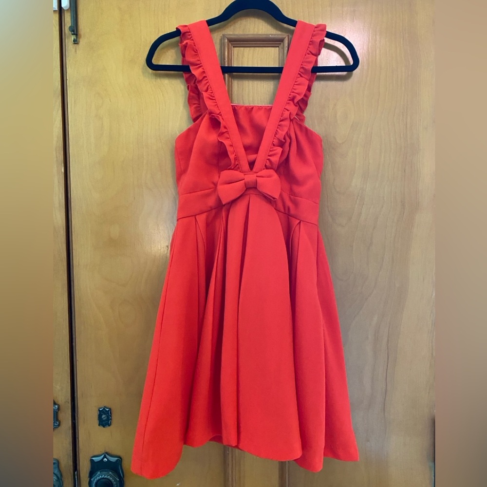 Women’s Red Ruffle Strap Bow Dress